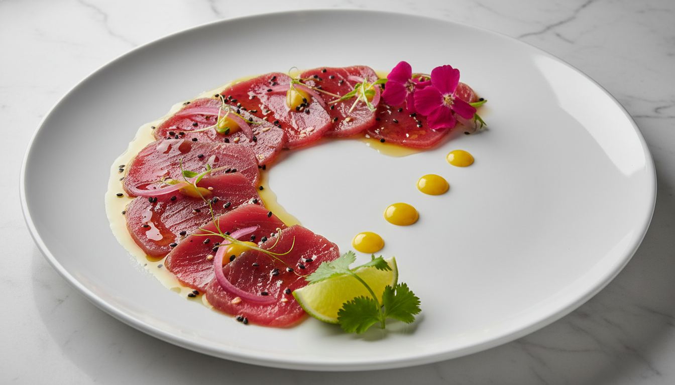 Tiradito de atún — especialidad de Mariscos TQM